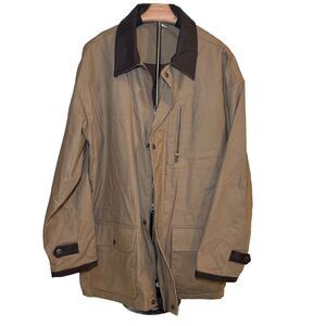 Marlboro Jacket Distress Mens L Tan Cowboy Chronicles Leather Trim Canvas Chore